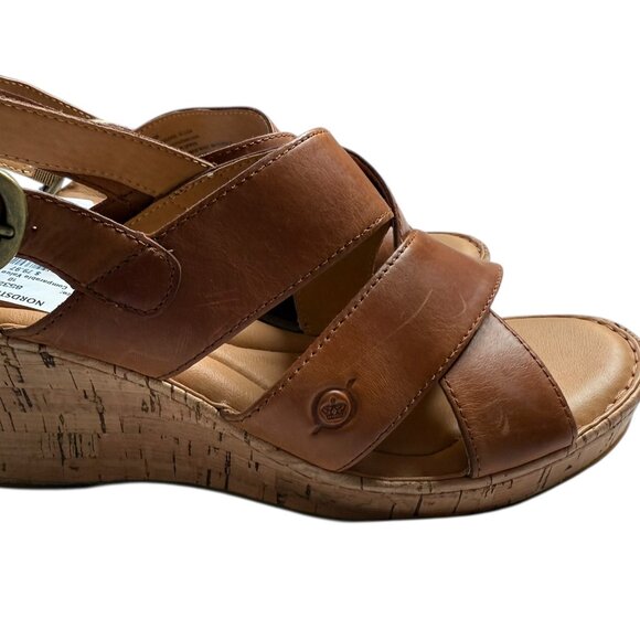 NEW NWT SAMI CORK WEDGE SANDAL BY BORN BRAND. TAN. SIZE WOMEN'S 10M. - Picture 11 of 14